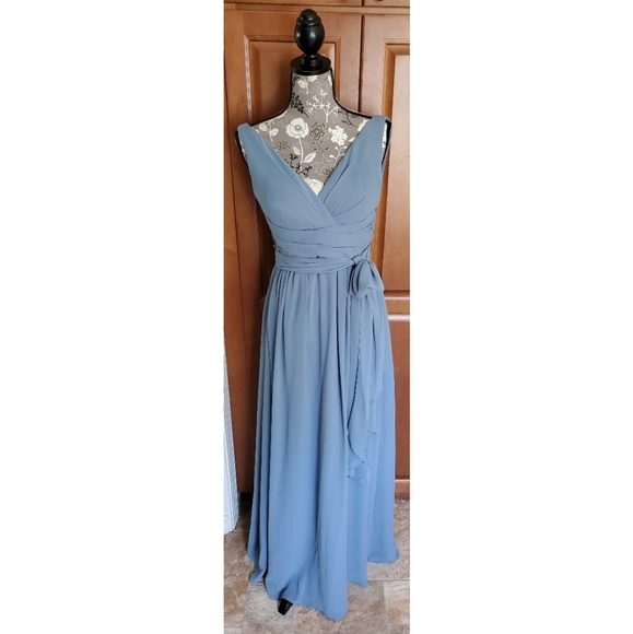Slate Chiffon Sleeveless A-line Dress - Picture 3 of 5